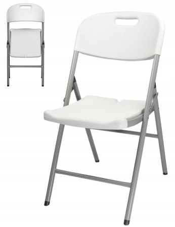 Scaun pliabil 54x46x86 cm, otel si HDPE, antiderapant, alb [6]