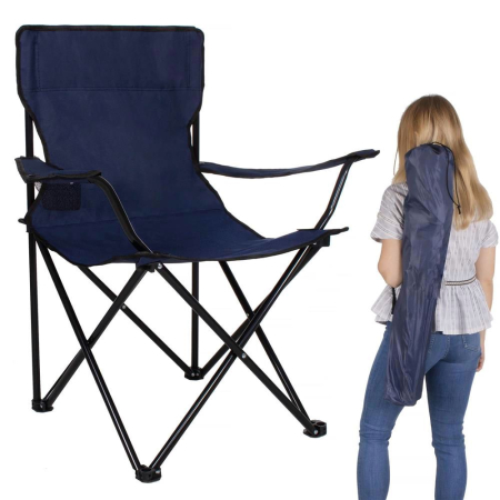 Scaun pliabil camping sau pescuit Sersimo, cu suport pahar, albastru inchis [11]