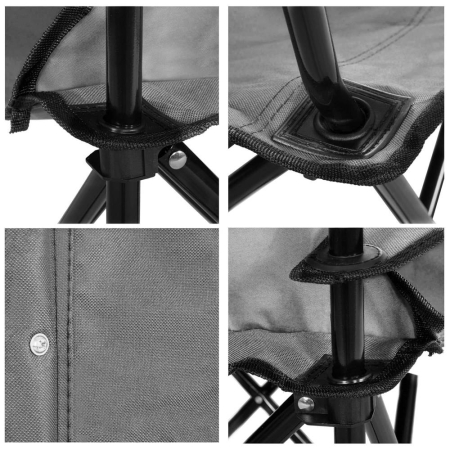 Scaun pliabil camping sau pescuit Sersimo, cu suport pahar, gri [3]