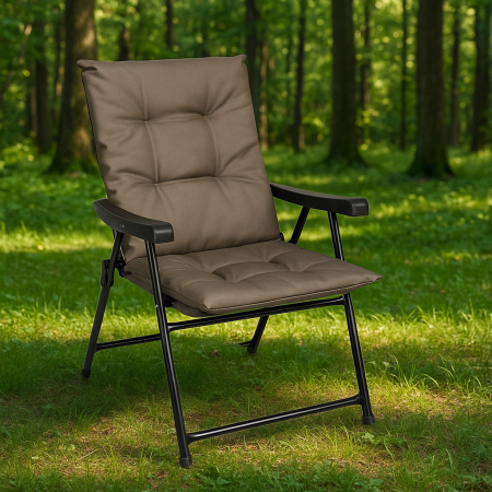 Scaun pliabil de gradina cu perna, structura metalica, 59x66x90 cm, maro [8]