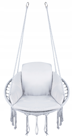 Scaun rotund Sersimo tip leagan suspendat cu perna Confort casa sau gradina, gri [5]