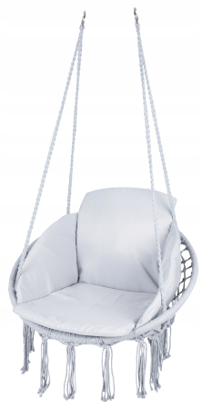 Scaun rotund Sersimo tip leagan suspendat cu perna Confort casa sau gradina, gri [8]