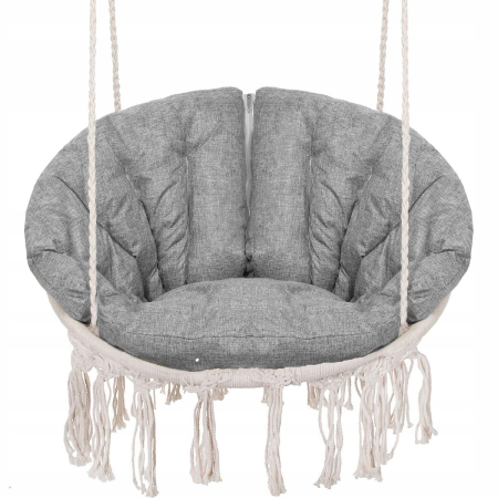 Leagăne tip scaun - Scaun rotund Sersimo tip leagan suspendat cu perna Confort Plus casa sau gradina, bej