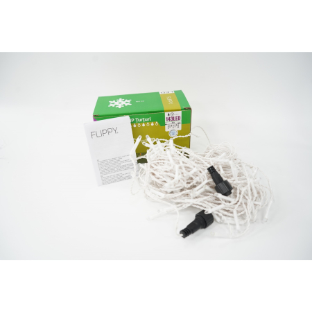 Sectiune Instalatie de Craciun, ®, Tip Turturi, 5 m, 143 LED-uri, cu Flash, Fir Alb, Lumina Alb Rece, IP44, Interconectabila [1]