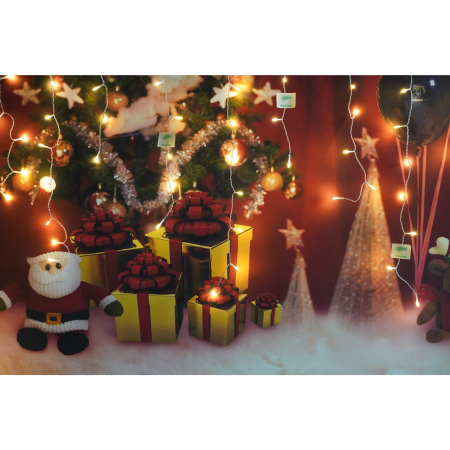 Sectiune Instalatie de Craciun ® Tip Turturi, 8 jocuri de lumini 3 m, 96 LED-uri, Interconectabila, Fir Transparent, Alb Cald, Atentie! nu contine alimentator [2]