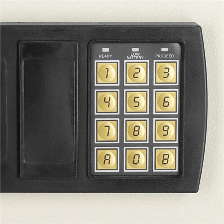 Seif electronic standard cu cifru si cheie, 200x300x200 mm, Otel, Bej [7]