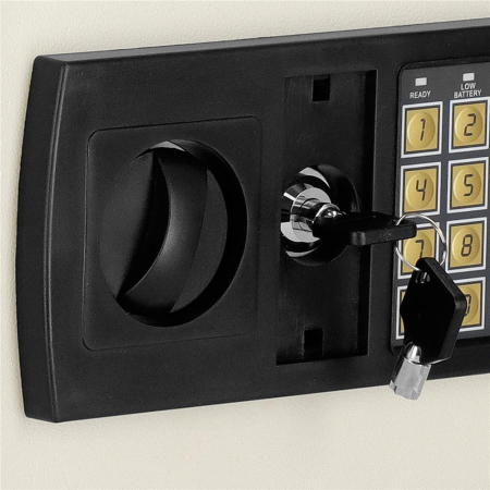 Seif electronic standard cu cifru si cheie, 200x300x200 mm, Otel, Bej [9]