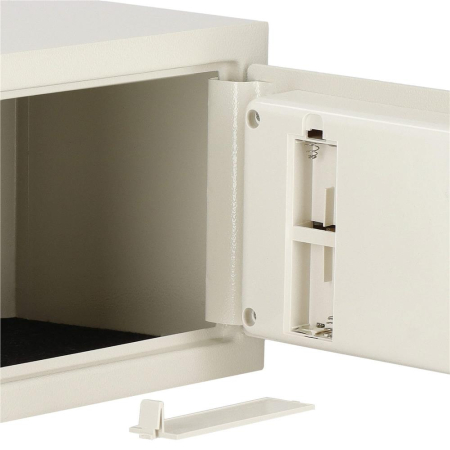 Seif electronic standard cu cifru si cheie, 200x300x200 mm, Otel, Bej [8]