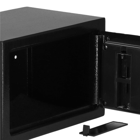 Seif electronic standard cu cifru si cheie, 200x310x200 mm, Otel, Negru [8]