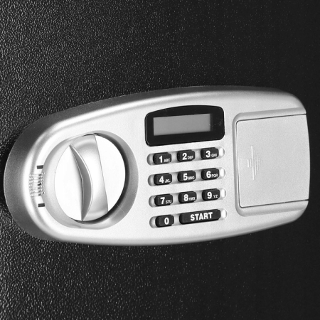 Seif electronic standard cu cifru si cheie, 350x500x360 mm, Otel, Negru [5]