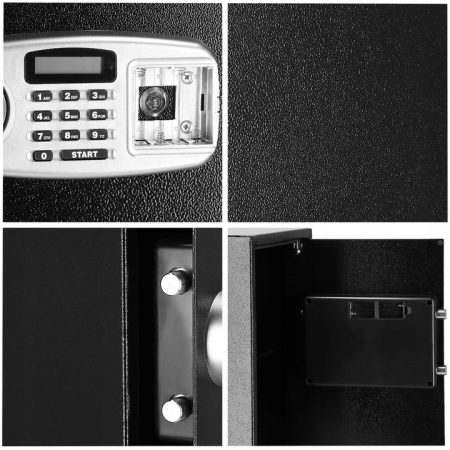 Seif electronic standard cu cifru si cheie, 350x500x360 mm, Otel, Negru [7]
