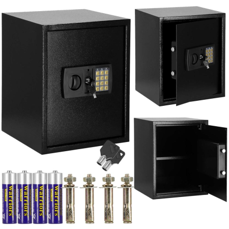 Seif electronic standard cu cifru si cheie, 415x350x310 mm, negru [12]