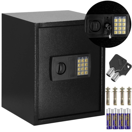 Seif electronic standard cu cifru si cheie, 415x350x310 mm, negru [14]
