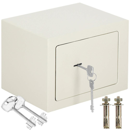 Seif standard cu cheie, 170x230x170 mm, Otel, Bej [2]