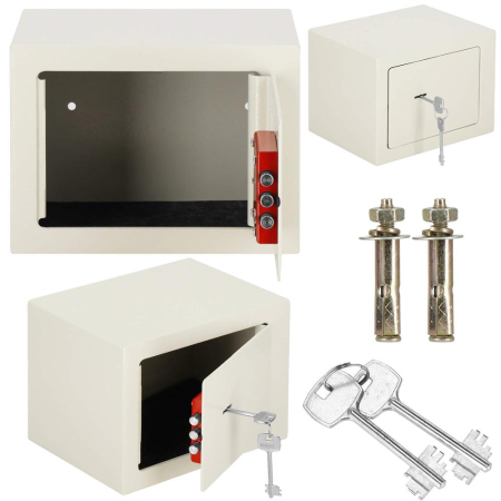 Seif standard cu cheie, 170x230x170 mm, Otel, Bej [6]