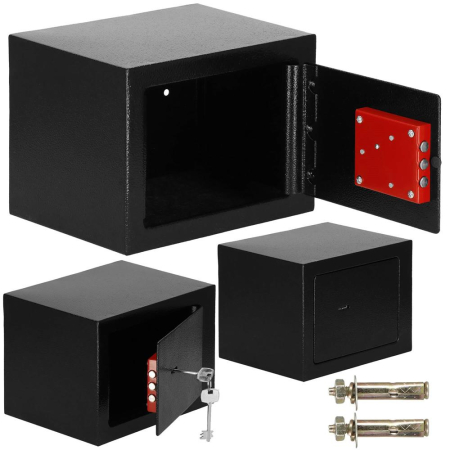 Seif standard cu cheie, 170x230x170 mm, Otel, Negru [10]