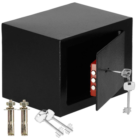 Seif standard cu cheie, 170x230x170 mm, Otel, Negru [15]