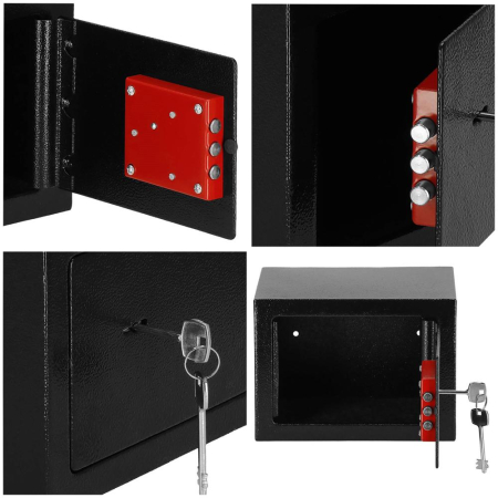 Seif standard cu cheie, 170x230x170 mm, Otel, Negru [8]