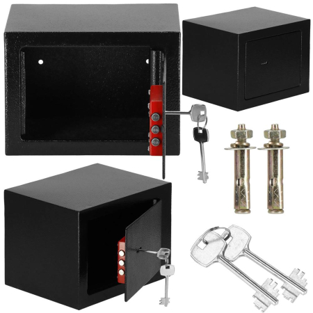 Seif standard cu cheie, 170x230x170 mm, Otel, Negru [11]