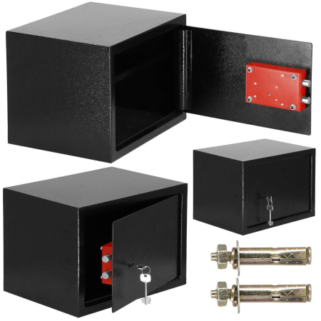 Seif standard cu cheie, 200x310x200 mm, Otel, Negru [8]