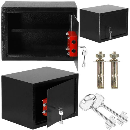 Seif standard cu cheie, 200x310x200 mm, Otel, Negru [9]