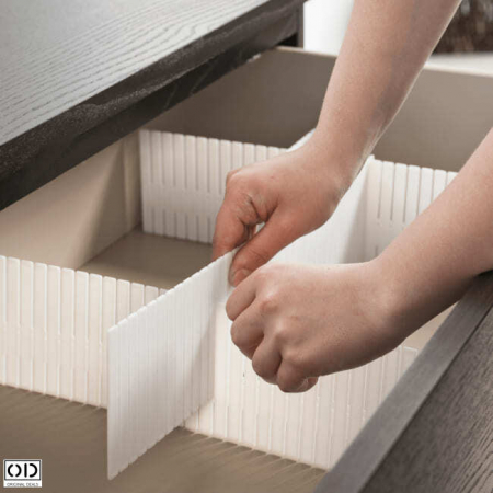 Separatoare pentru Organizare Sertare, Ajustabile Manual, PVC, Alb, 49 x 14 cm, Premium [9]
