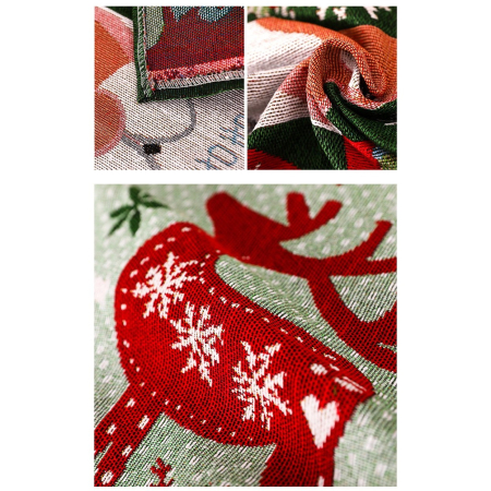 Servet de Masa, , Model Ren si Globuri, Tematica Craciun, Prosop pentru Masa, 47x33 cm, Bumbac si Fibre Sintetice, Rosu [5]