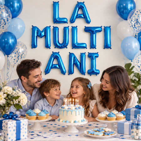 Jucarii, Copii & Bebe - Set 10 Baloane din Folie Metalizata, Figurine Litere, Model La multi ani, Tema Aniversare, 40 cm, Ambalaj Individual, Pai Inclus, ORIGINAL DEALS