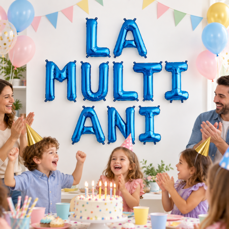Set 10 Baloane din Folie Metalizata, Figurine Litere, Model La multi ani, Tema Aniversare, 40 cm, Ambalaj Individual, Pai Inclus, ORIGINAL DEALS [3]
