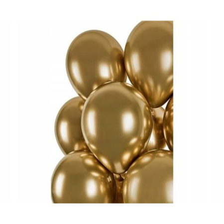 Set 10 Baloane din Latex Chrome, , Model Party, 13 cm, Gold, 1 g [1]
