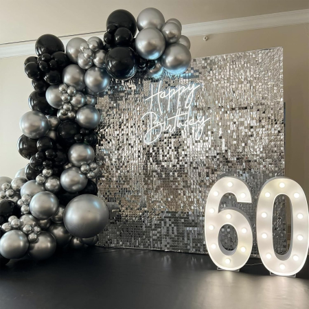 Set 10 Baloane din Latex Chrome, , Model Party, 13 cm, Silver, 1 g [2]