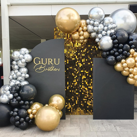 Set 10 Baloane din Latex Chrome, , Model Party, 13 cm, Silver, 1 g [5]