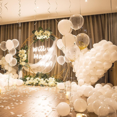 Set 10 Baloane din Latex Metalizate, , Model Party, Alb, Argintiu, 23 cm, 2.2 g [6]