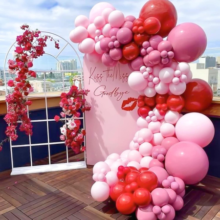 Set 10 Baloane din Latex, , Model Party, 13 cm, 1 g, Roz [3]