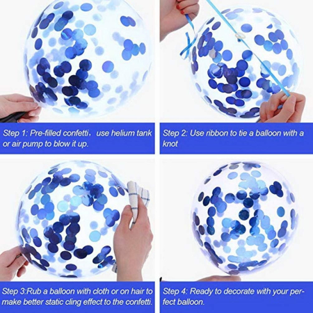 Set 10 Baloane din Latex, , Model Party Confetti, 5 x Confetti, 5 x Albastru, 25 cm, 2.2g [5]