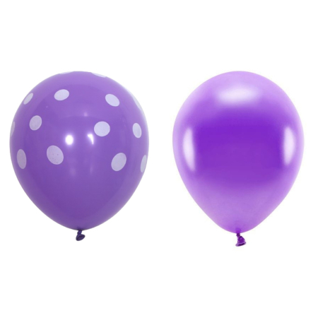 Set 10 Baloane din Latex, , Model Party cu Buline si Simple, 30 cm, Mov, 2.8 g [3]
