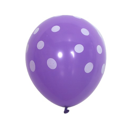 Set 10 Baloane din Latex, , Model Party cu Buline si Simple, 30 cm, Mov, 2.8 g [1]