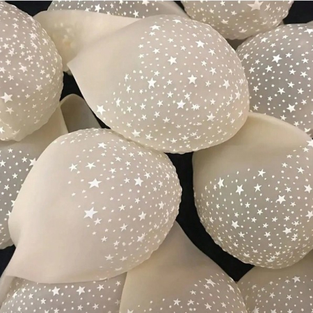 Set 10 Baloane din Latex Transparente, , Model Party, 30 cm, Stelute Albe, 2.8 g [6]