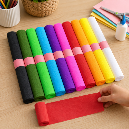 Set 10 Bucati Hartie Creponata Colorata pentru Lucru Manual si Activitati DIY, 10 Culori, ORIGINAL DEALS [8]