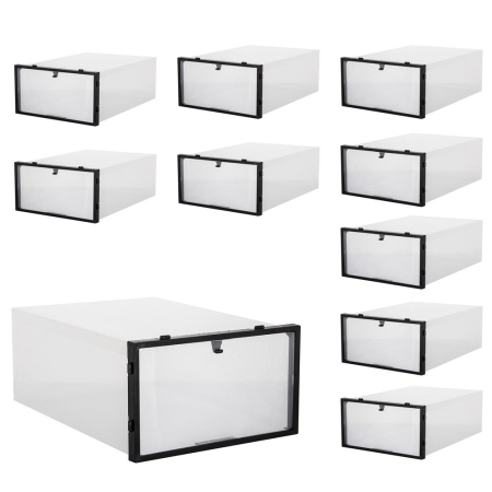 Disponibil livrare locker S - Set 10 cutii organizare pentru pantofi, 34x23x13, transparent