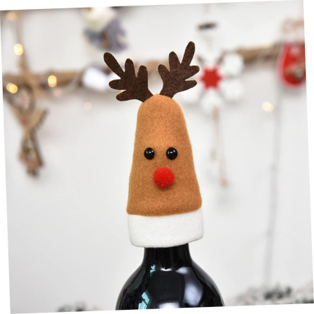 Set 10 Decoratiuni de Craciun, , pentru Sticle, Tacamuri, Model Ren, 14 x 6 cm, Multicolor [1]