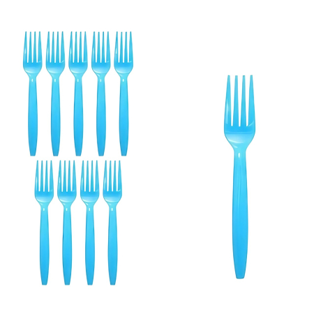 Articole Servire Masa - Set 10 Furculite de Unica Folosinta, , Plastic, 15.5 x 2.5 cm, Albastru
