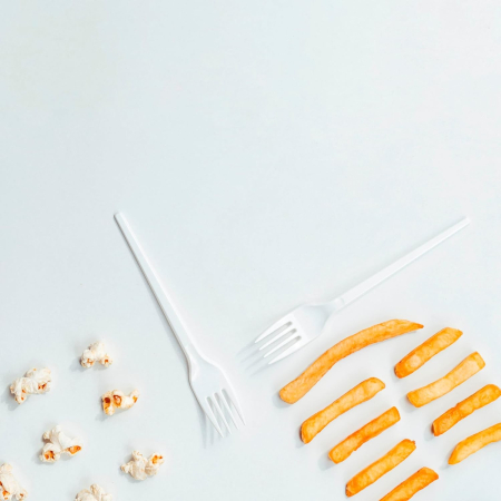 Set 10 Furculite de Unica Folosinta, , Plastic, 15.5x2.5 cm, Alb [1]