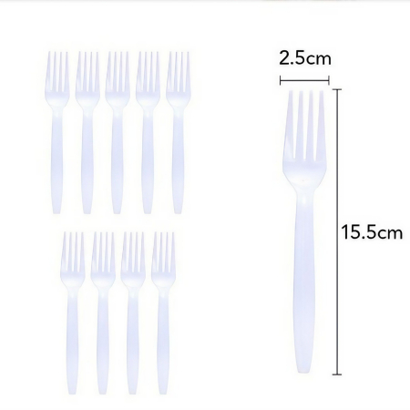 Set 10 Furculite de Unica Folosinta, , Plastic, 15.5x2.5 cm, Alb [3]