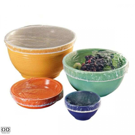 Set 10 Huse pentru Protectie Boluri si Alimente, 22 - 28 cm, Transparente din PVC cu Elastic, Universale [1]