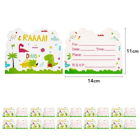 Set 10 Invitatii pentru Petrecere, , Colectia Dino Park, 11 x 14 cm, din Carton, Multicolor [1]