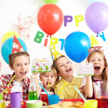 Set 10 Invitatii pentru Petrecere, , Colectia Dino Park, 11 x 14 cm, din Carton, Multicolor [2]