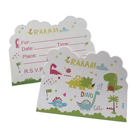 Set 10 Invitatii pentru Petrecere, , Colectia Dino Park, 11 x 14 cm, din Carton, Multicolor [4]