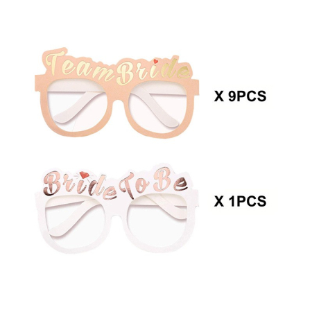 Set 10 Ochelari, , Tematica Petrecerea Burlacitelor, Model Team Bride si Bride to Be, 9 x Roz, 1 x Alb [4]