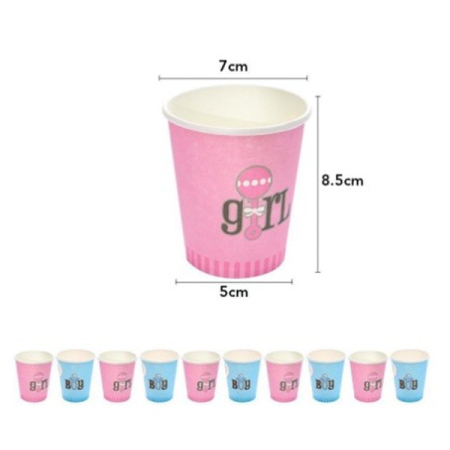 Set 10 Pahare Gender Reveal, , Girl or Boy, din Carton, 7 x 5 x 8.5 cm, 250 ml, Roz/Albastru [2]